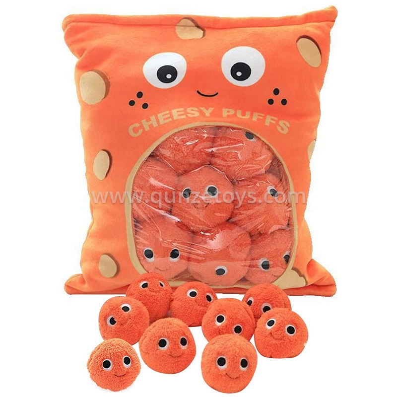 Custom Cute Soft Toy Game Pillow With A Bag Of Cheesy Puffs Balls Plush Pillow T