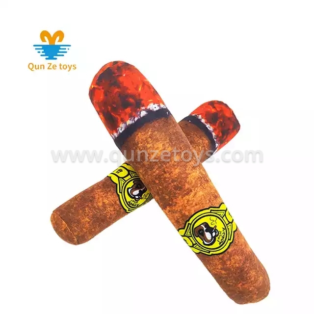 Funny cool dog toy cute squeaky birthday gifts cigarette doggy doobie plush pet 