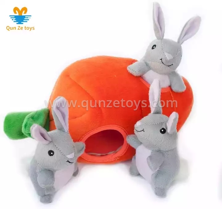 Custom Hide and Seek Dog Toys and Puppy Toys Carrot rabbit Squeaky Pet Toys