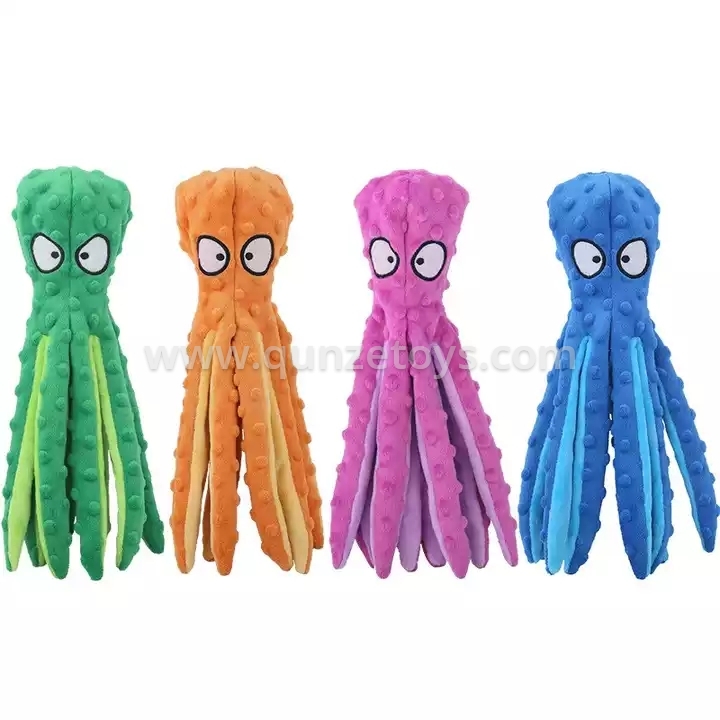 Wholesale No Stuffing Dog Squeaky Toys Crinkle Christmas Squeak Octopus Chew Pet