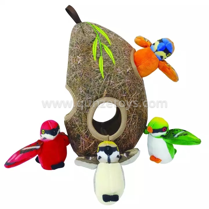 Factory wholesale pet toys plush Bird Stuffed Animal Interactive Squeaky Hide an