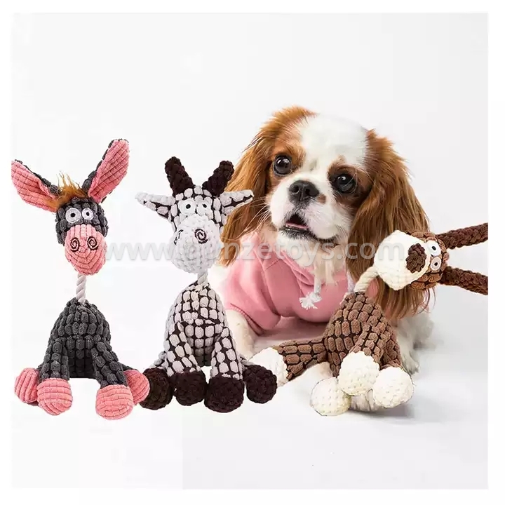 Cute Soft Dog Toys For Teeth Cleaning For Small Medium Dogs Squeaky Plush Dog To