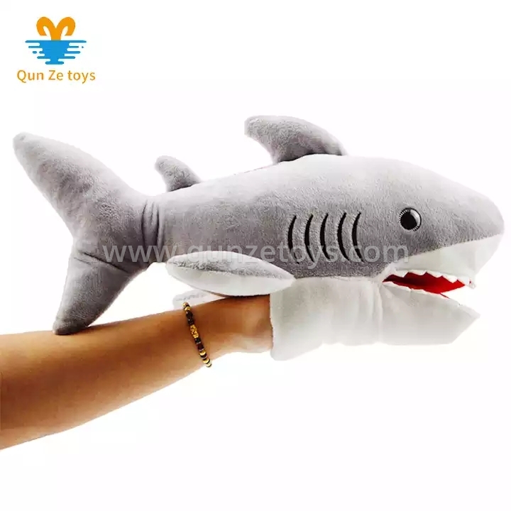 Sea Animal Hand Puppet Wholesale Plush Shark Baby Toy human Puppet Shark hand pu