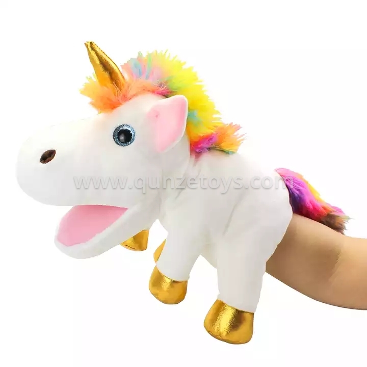 2022 Hot Sale Amazon Kids Educational Puppet Soft Plush Animal Unicorn Hand Pupp