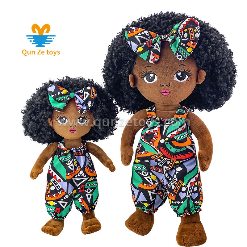 Wholesale Handmade Baby Black Plush Toy Doll Set for Girl Christmas doll