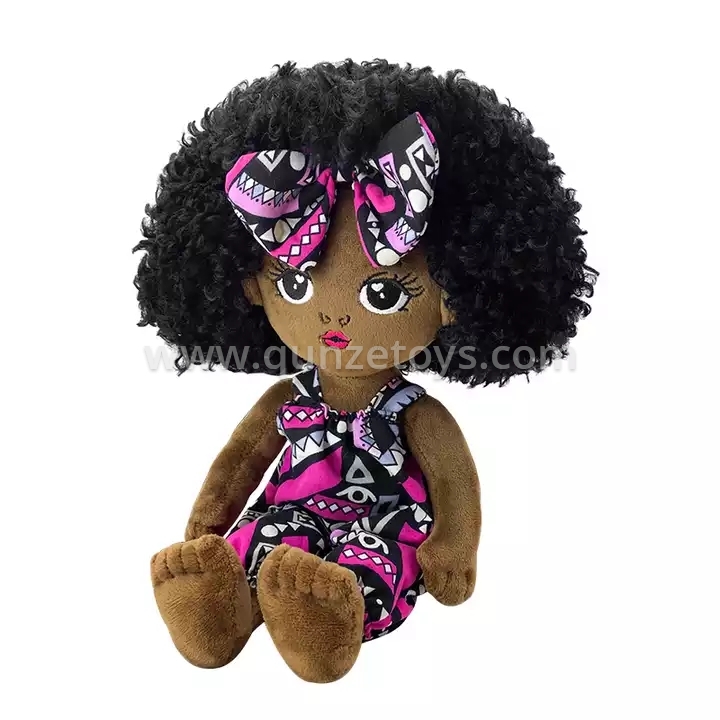 Factory Lovely African Black Girl Doll Real Baby Doll Fashion Soft Stuffed Toy P