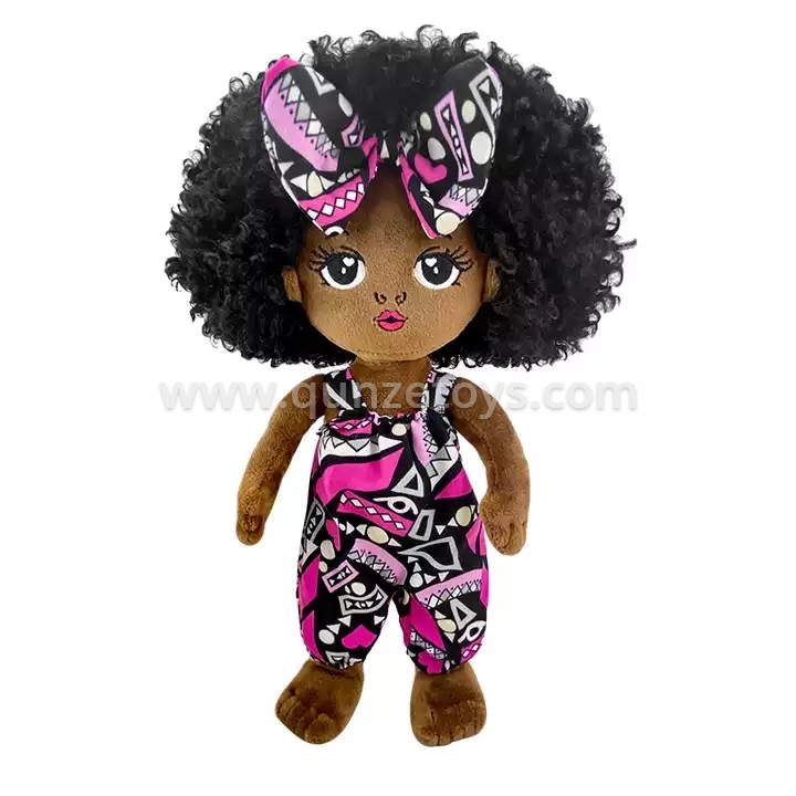 13inch African Girl Cloth Rag Doll Dress Up Cute Fashion Stuffed Soft Toys for B