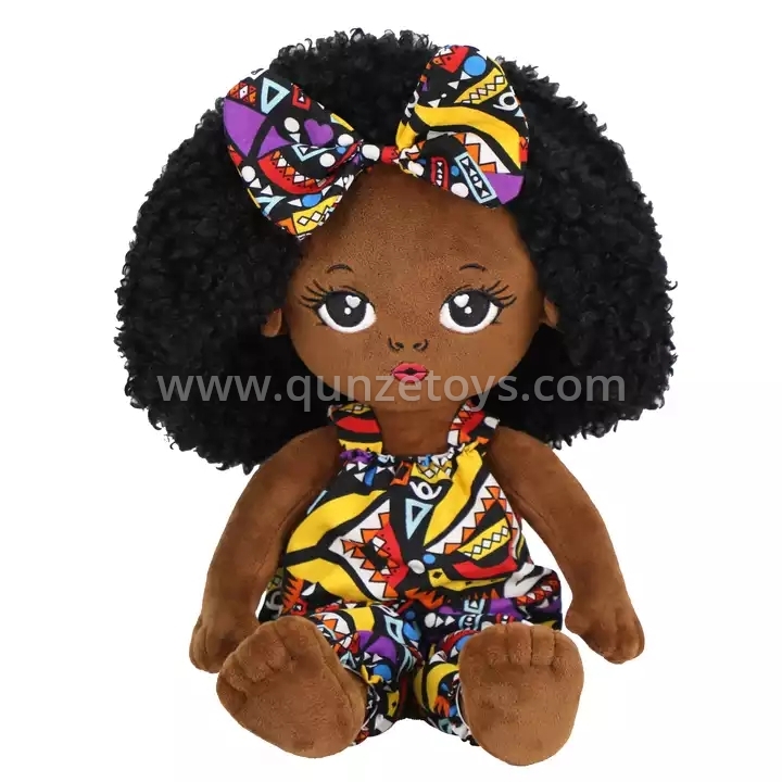 19inch Fashion African Girl Cloth Rag Doll Dress Up Cute Stuffed Soft Plush Baby