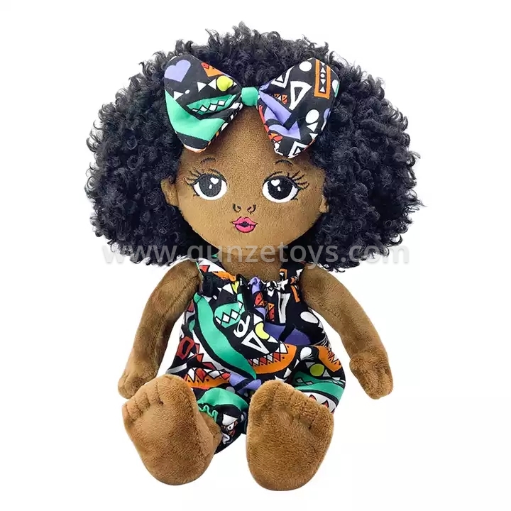 13inch Fashion Baby Soft Custom Plush Doll Stuffed Soft Black Girl African Dolls
