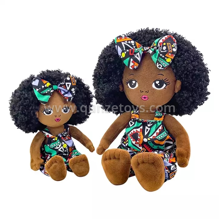 New Fashion African Baby Stuffed Soft Black Plush Doll Cartoon Toy Toddler Toys 