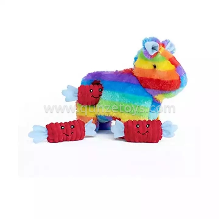 Rainbow pony Colorful Squeaky Zippy dog toys Burrow Interactive Hide and Seek Do