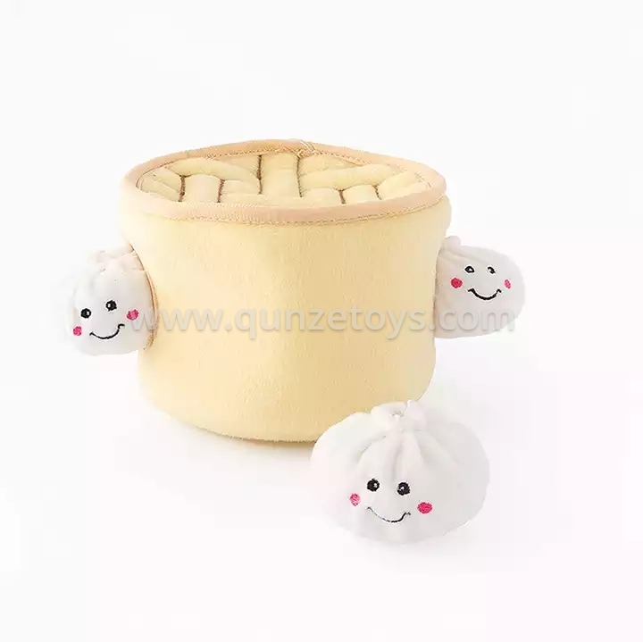 Delicious Meat bun and Boiling Drawer Dog Plush Squeaky Toys Little Chewer Activ