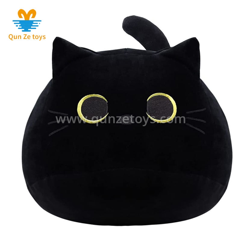 Soft Animal Doll Stuffed Baby Plush Toys Cat Shape Design Sofa Pillow Cat Black 