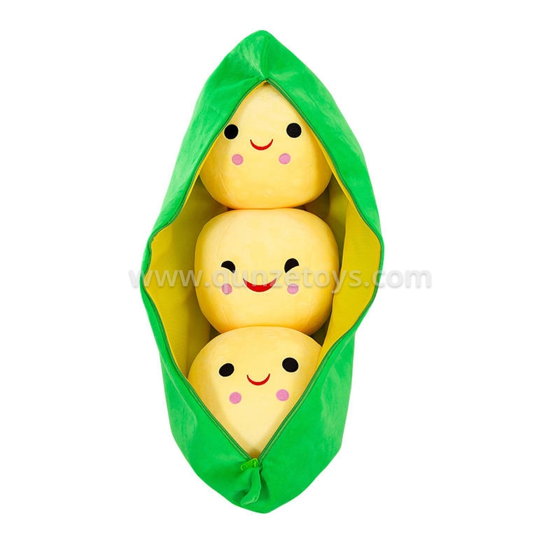 Factory In Stock 25/40/50/70/90CM Green 3 Bean Pea Pod Soft Stuffed Doll Cute Ve